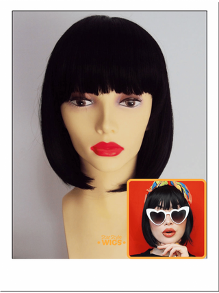 Straight Black Bob Wig With Bangs