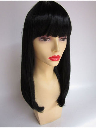 Straight Long Black Wig With Bangs