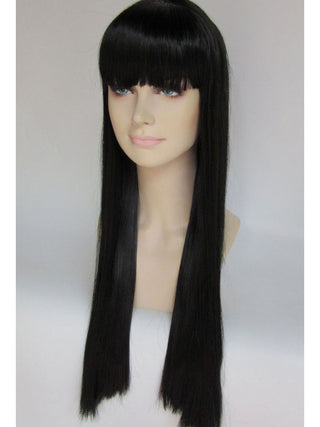 Straight Long Black Wig With Fringe