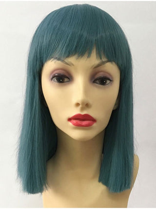 Teal Blue Wig Short With Bangs