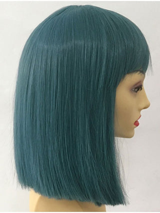 Teal Green Wig Straight With Bangs