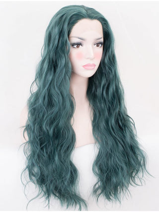 Wavy Green Lace Front Wig Long