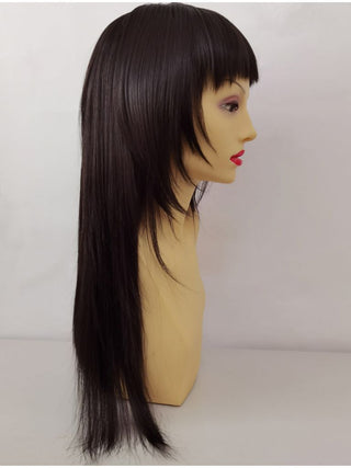 Wolf Cut Wig With Bangs Brown