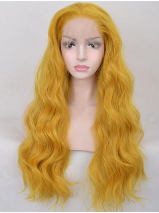 Yellow Lace Front Wig Wavy Long