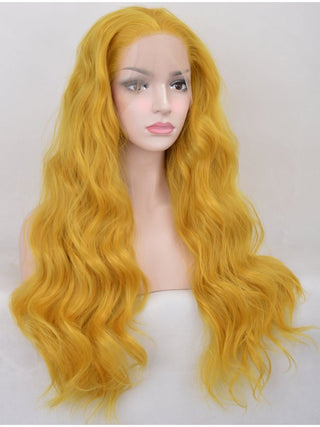 Yellow Wig Lace Front Long Wavy