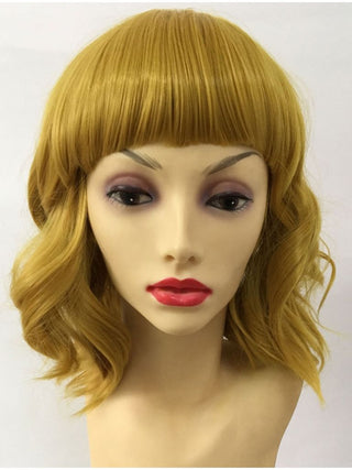 Yellow Wig Short Bob Wavy