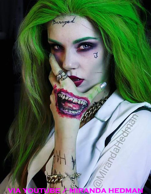 Female Joker Makeup Green Hair Wig