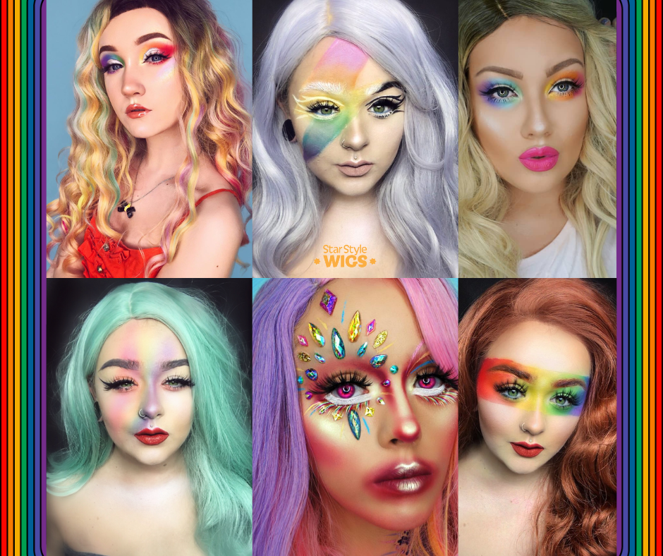 Rainbow Makeup With Rainbow Wigs